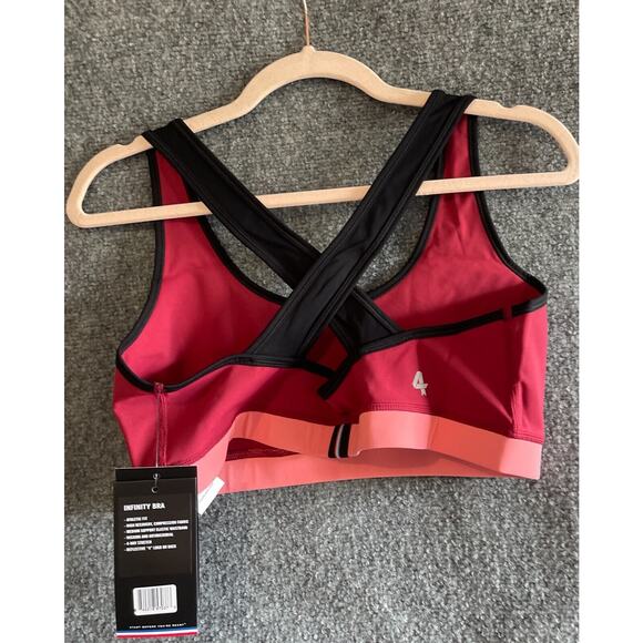 Fourlaps Infinity Sports Bra Large Red Velvet Strawberry Black NWT - Picture 3 of 7